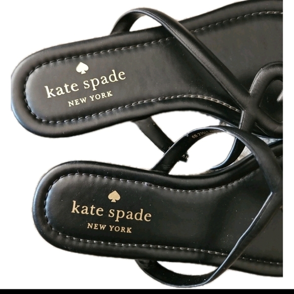 Kate Spade Womens Black Leather Pamela Heart Strap Designer Sandal 6 - Picture 8 of 11